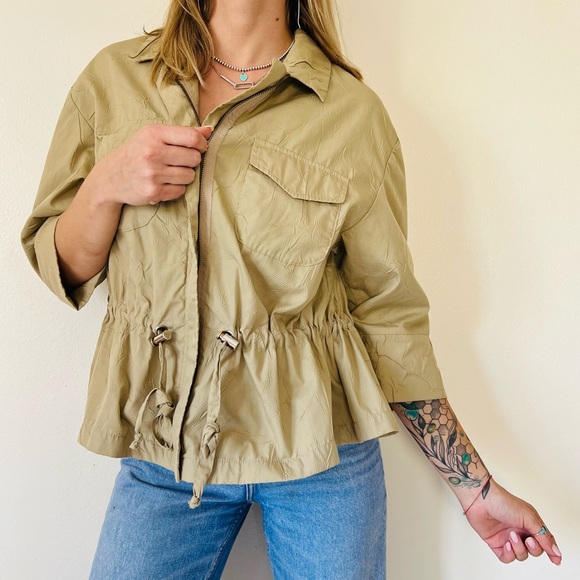 Irina Shabayeva for INC Drawstring Waist Tan lightweight Jacket - Picture 3 of 8